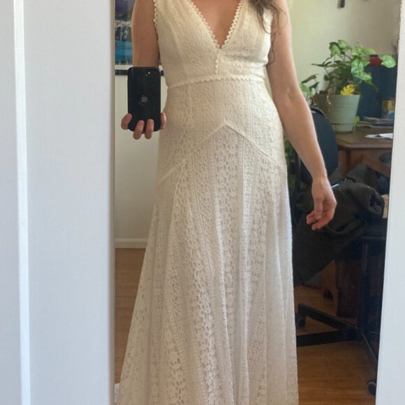 Lulu's Infinite Bliss Ivory Lace Backless Trumpet Maxi Dress S (tailored) - Picture 2 of 11
